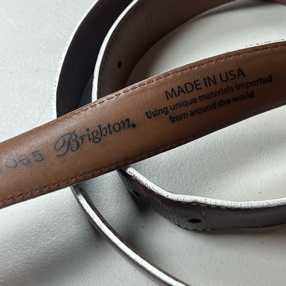 Brighton Hand Made in USA Men’s Size 44 Brown Leather Designer Belt Pebble - Picture 11 of 15